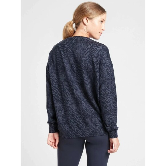 ATHLETA Blue 566636 Studio to Street Splatter Sweatshirt Tencel Lyocell SIZE XXS - Picture 2 of 11